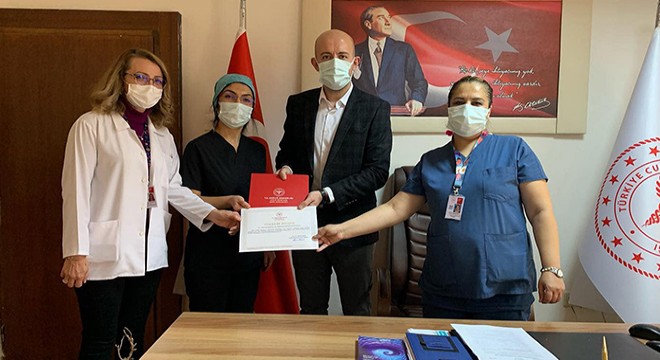 Burdur Devlet Hastanesi'ne teşekkür belgesi