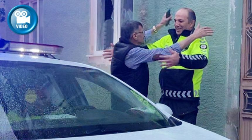 Alkollü sürücü polis memuruna sarılıp bayramlaştı