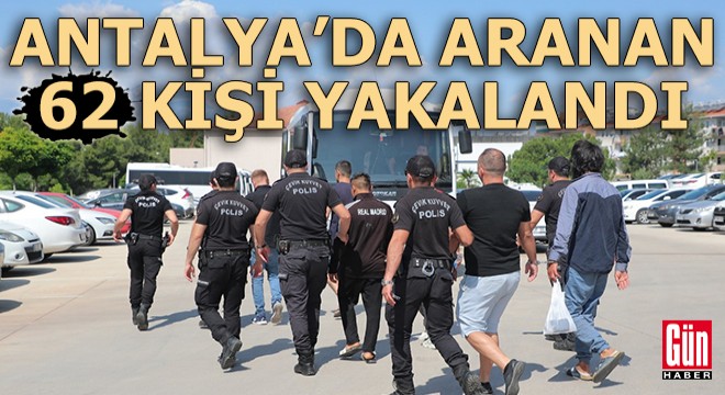 Antalya'da aranan 62 kişi operasyonla yakalandı