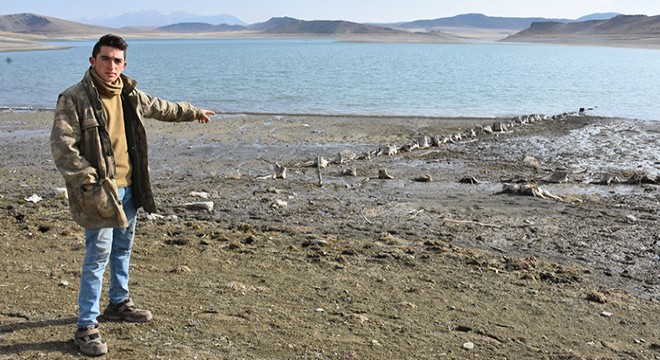 Baraj suyu 1 kilometre çekildi, eski tarım arazileri ortaya çıktı