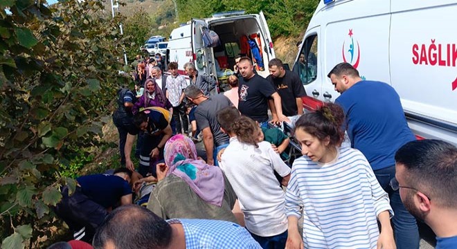 Fındık işçilerini taşıyan minibüs uçuruma devrildi: 21 yaralı