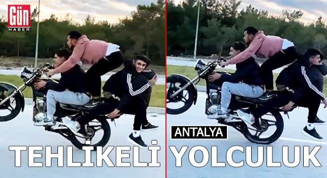 Motosiklette 4 kişiyle tehlikeli yolculuk