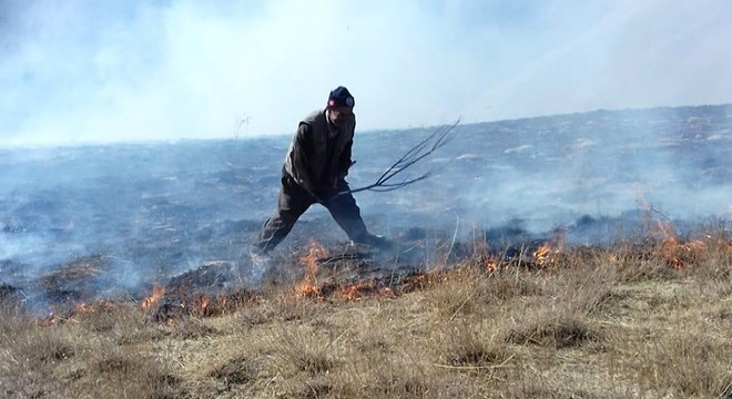 Otluk yangınını itfaiye ve jandarma söndürdü