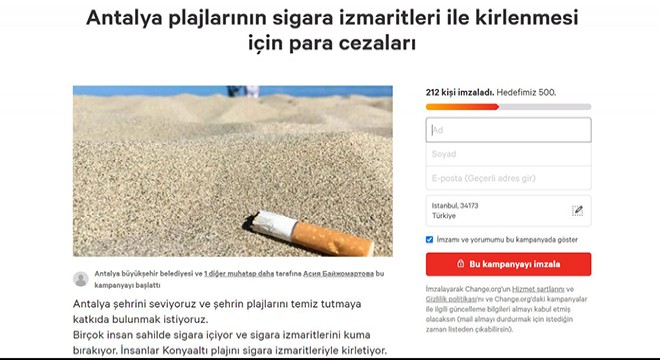 Sahildeki sigara izmaritleri, kampanya konusu oldu