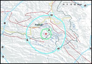 Hakkari'de 5,4 büyüklüğünde deprem